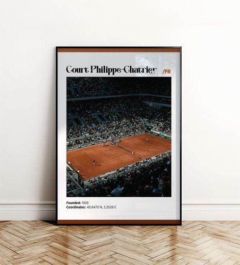 Discover Court Philippe-Chatrier Poster | Roland Garros Court Poster | French Open Tennis Print | Paris Sports Wall Art | Digital Download