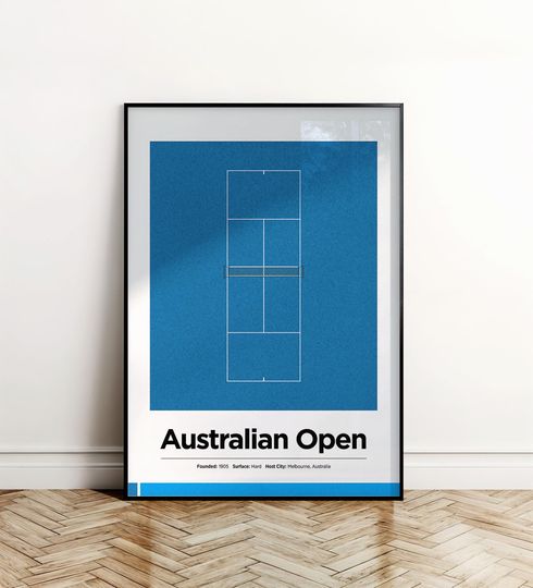 Discover Australian Open Court Poster | Minimal Tennis Print | Melbourne Tennis Wall Art | Digital Download