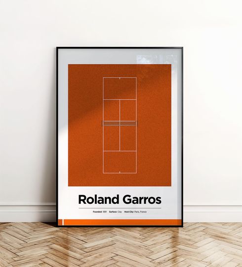 Roland Garros Court Poster, French Open Tennis Poster Paris Sports Wall Art