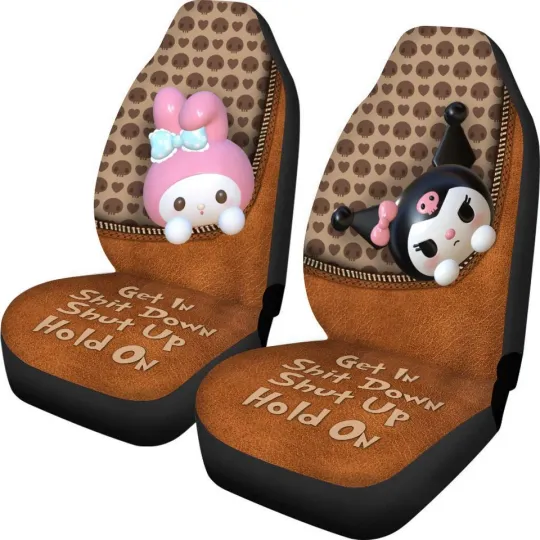 My Melody & Kuromi Car Seat Covers, Hello Kitty Protector, Kawaii Anime Car Accessories