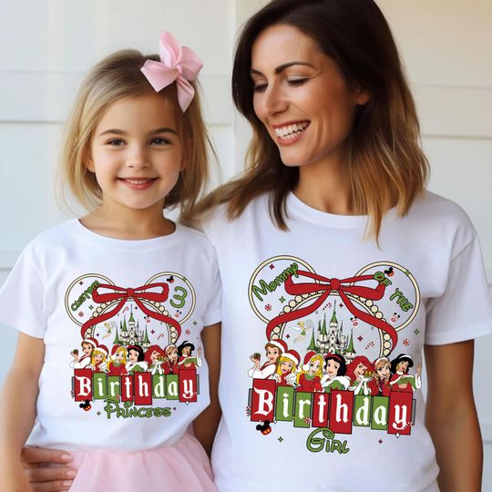 Discover Custom Disney Princess Christmas Birthday Shirt, Personalized Princess Birthday Party Shirt, Disney Birthday Girl Tee, Princess Girls Trip