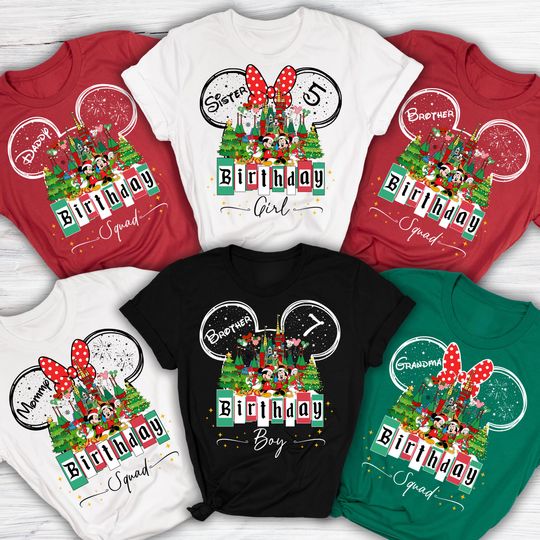 Discover Disney Christmas Birthday Shirts 2025, Christmas Birthday Boy & Girl Shirt, Disney Christmas Birthday Crew Shirts, Disney Christmas Birthday