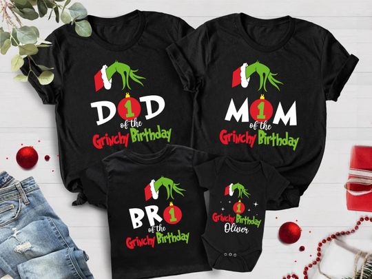 Discover Grin Birthday Family Shirts, Christmas Bday Crew Tees, funny character Kids Sweater