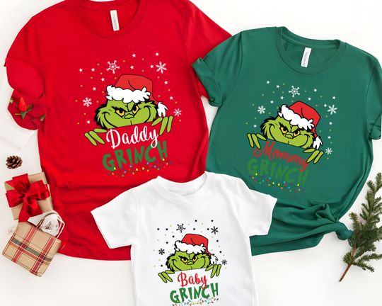 Discover Custom funny character Family Christmas Matching Shirts, Personalized funny character Christmas Shirt, Gricnhmas Shirt, Holiday Shirt, funny character Character Shirt