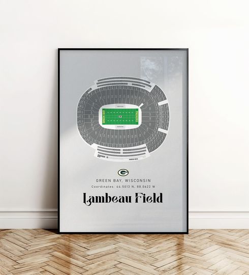 Green Bay Packers Stadium Poster, Lambeau Field Poster, Football Stadium Wall Art, Sports Poster, Football Stadium Poster