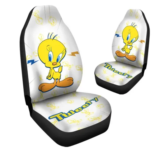 Cute Tweety 3D All-Over Print Car Seat Cover, Cartoon Auto Protector, Fun Decor