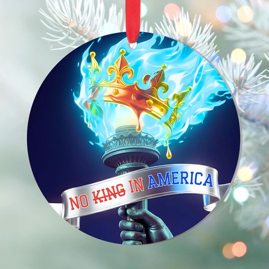 Discover No King in America Ornament  Patriotic Christmas Ornament | Liberty Torch & Crown, USA Freedom Decor, Political Gift 2025, Acrylic Ornament