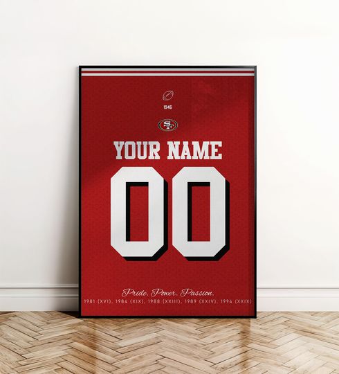 Discover Custom San Francisco Football Team Jersey Poster, Football Wall Art, American Football Poster