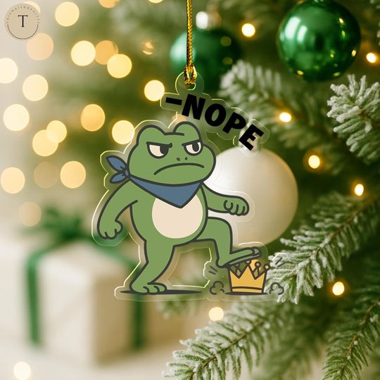 Discover No Kings In America Ornament, Portland Frog Protester Ornament, Fog Portland Meme Ornament, Anti Ice Ornament, Anti Ice Ornament, Xmas Gift