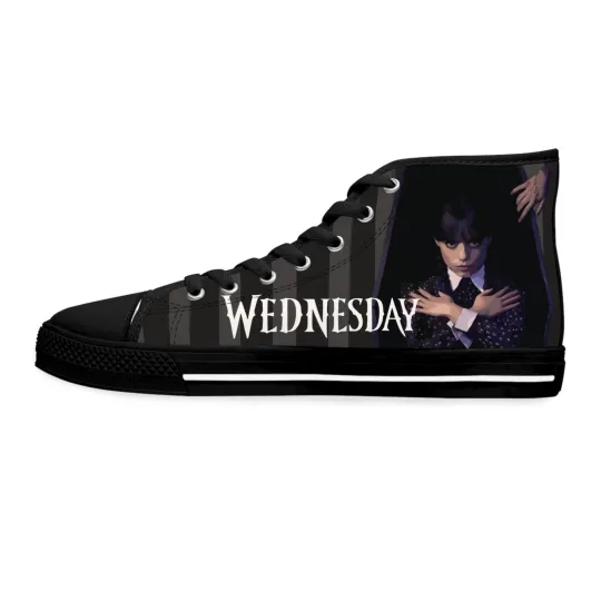 Women High Top Sneakers Shoes Nevermore Dark Academia Black gothic fan coffin