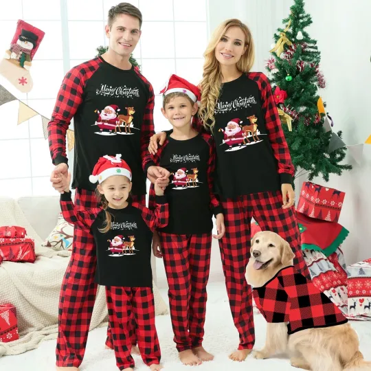 Christmas Family Matching Raglan Pajamas Set for Adults, Kids, and Dogs