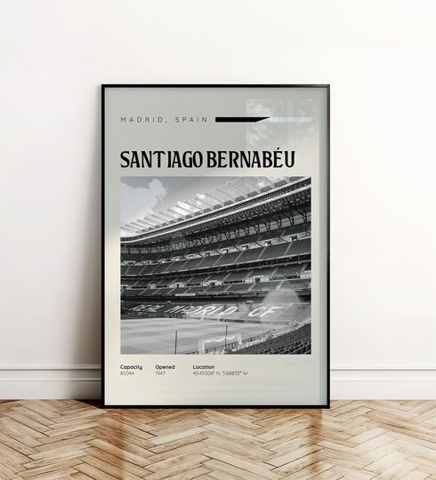 Discover Real Madrid Stadium Poster | Santiago Bernabeu Print | Soccer Stadium Wall Art | Digital Football Poster | Spain Stadium Poster