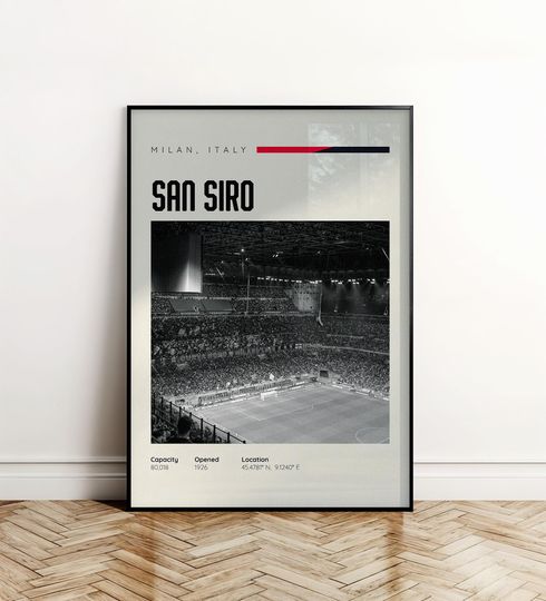 Discover San Siro Stadium Poster | Milan Football Stadium Print | Soccer Stadium Wall Art | Digital Stadium Download | Italy Stadium Poster