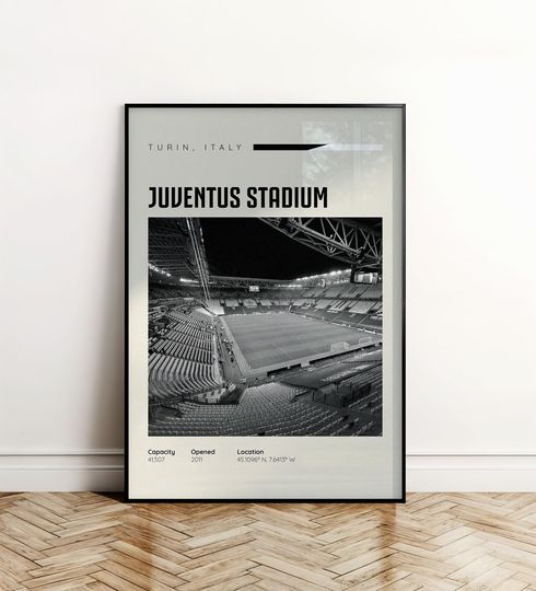 Juventus Stadium Poster, Allianz Stadium Poster, Soccer Stadium Wall Art, Italy Stadium Poster