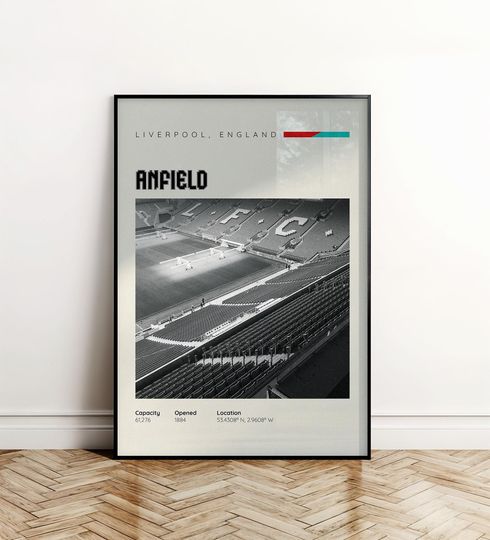 Discover Liverpool Stadium Poster | Anfield Stadium Print | Soccer Stadium Wall Art | Digital Football Poster | England Stadium Poster