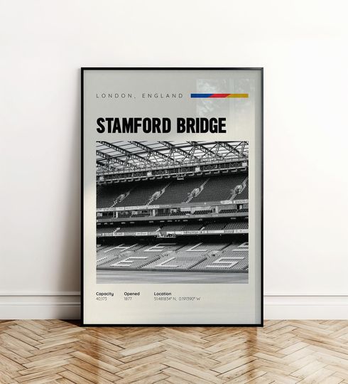 Discover Chelsea Stadium Poster | Stamford Bridge Stadium Print | Soccer Stadium Wall Art | Digital Football Poster | England Stadium Print
