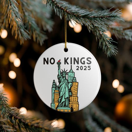 Discover No Kings New York Holiday Ornament, Political Democratic Gift, Gift for Liberal Democrat
