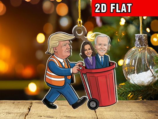Discover Trump 2025 Ornament, Trump Garbage Truck Acrylic Ornament, Ceramic Ornament, Holiday Gif