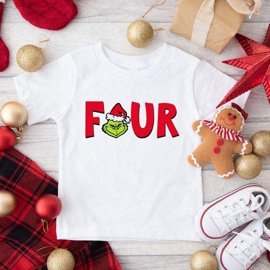 Discover Gr_inch four, Grin birthday, gri nch 4th birthday, Christmas 4th birthday shirt, grnch fourth birthday, the one who stole Christmas