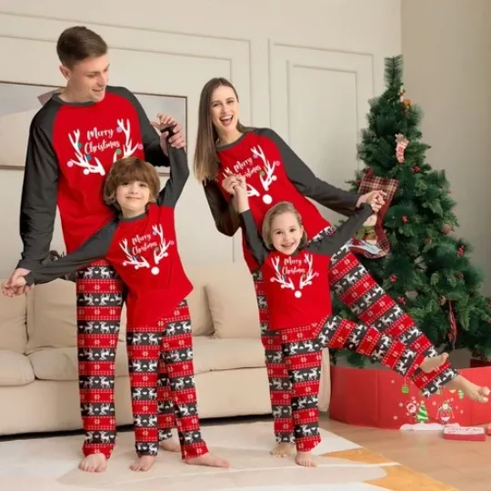 Discover 2025 Christmas Family Matching Pajama Set Elk Nightwear for Adults and Kids