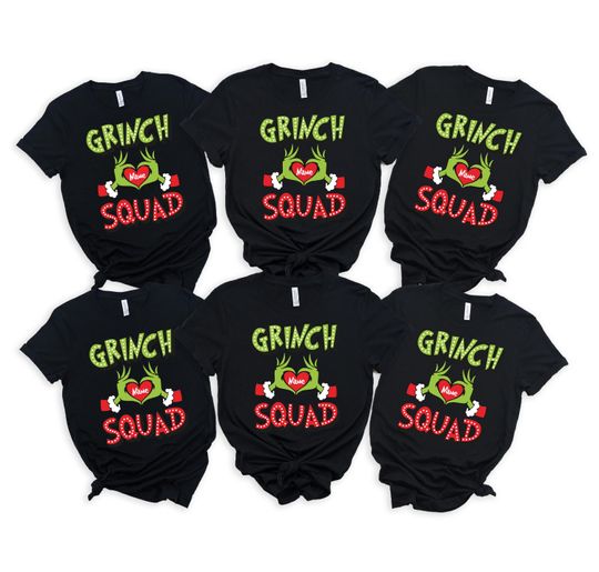 Discover Personalized funny character Squad Christmas T-Shirt: Family Matching Group Shirts