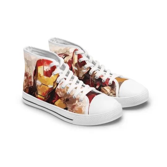 Women Shoes High Top Sneakers ironman fan art comic book streetwear footwear
