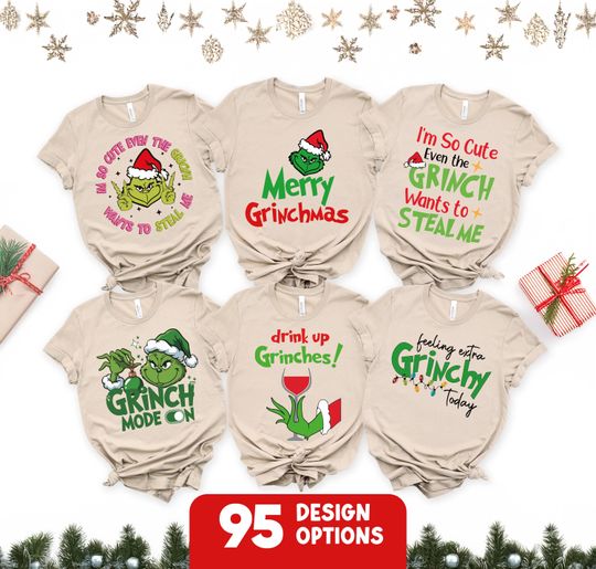 Discover Custom funny character Christmas Shirts: Grin Xmas Family Matching Group Tshirt