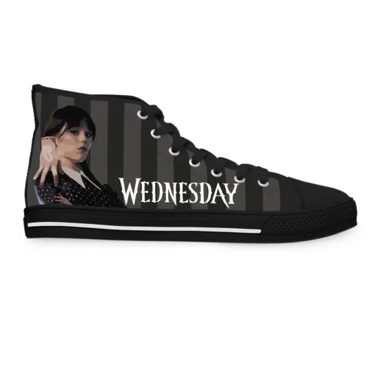 Women High Top Sneakers Shoes Nevermore Dark Academia Black gothic fan art hand