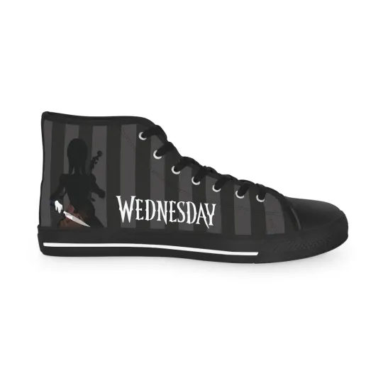 Men High Top Sneakers Nevermore dark Academia Black gothic fan art cello shoes