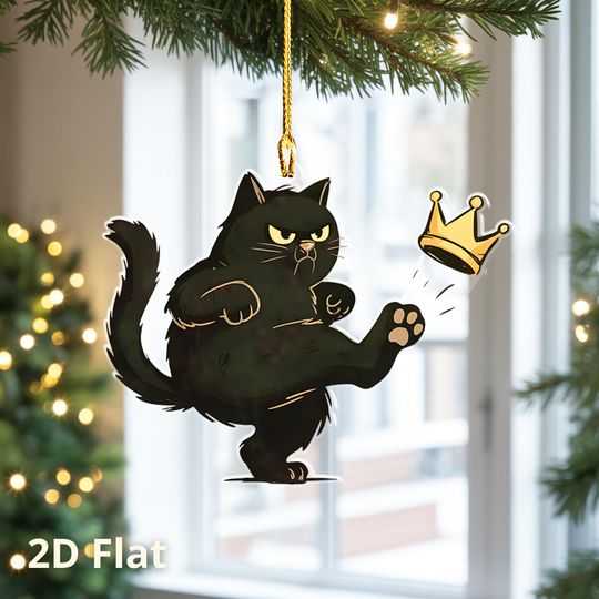 Discover No Kings Black Cat Ornament, Political Ornament, Portland Frog Ornament, Funny Liberal, Pro-democrat Gift, Anti Maga Ornament