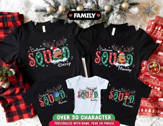 Discover Personalized Family Christmas Disney Squad Shirt | Disney Characters Christmas Crew Group Tshirt | mickey and friend Sweat