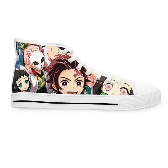 Discover Anime High Top Sneakers Women shoes fan art anime manga demon tanjiror
