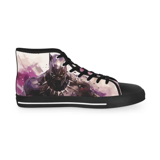 Men High Top Sneakers black panther fan art shoes superhero comic book