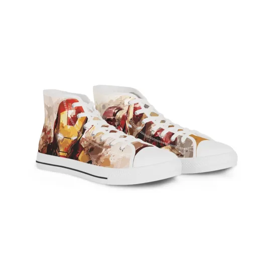 Men Shoes High Top Sneakers ironman fan art comic book streetwear footwear
