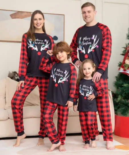Discover 2023 Holiday Raglan Pajamas Family Set for Adults, Kids, and Baby Christmas Sleepwear