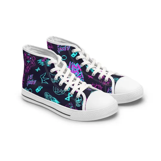 Discover Women High Top Sneakers Shoes Jinx Powder Crazy scribble fan art made streetwear