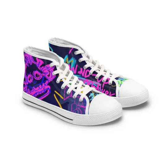 Discover Women High Top Sneakers Shoes Jinx Powder Crazy scribble fan art made streetwear