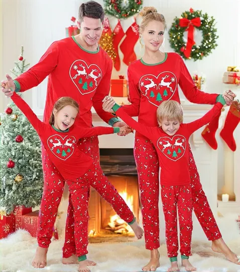 Discover Family Christmas Matching Cotton Pajama Set for Adults and Kids