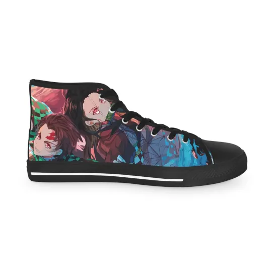 Discover Men High Top Sneakers Shoes tanjiror neko demon fan art anime manga