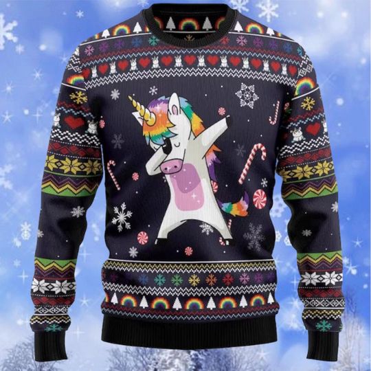 Unicorn Ugly Sweater, Unicorn Dab Ugly Christmas Sweater, Xmas Sweater, Christmas Gift Sweatshirt