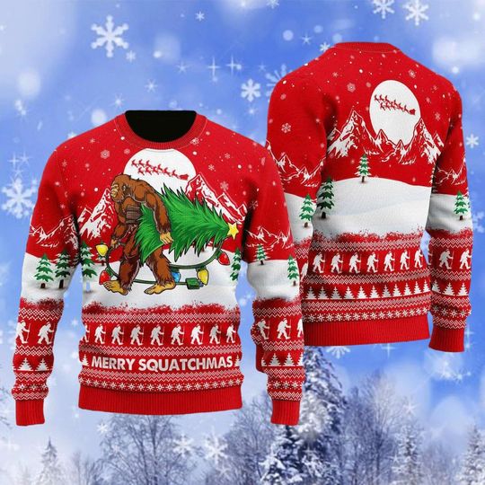 Discover BigFoot Ugly Christmas Sweater, Sasquatch Sweater, Xmas Sweater, Funny Sasquatch Sweater, Christmas Gift Sweatshirt, Xmas Gift