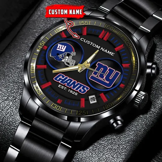 Discover New Yorks Team Giants Football Black Stainless Steel Watch With Full Box