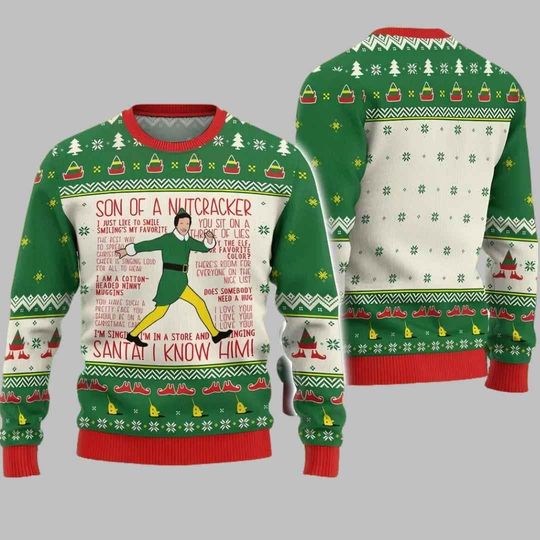 Buddy The Elf Ugly Sweater, Buddy The Elf Xmas Movie Ugly Sweater