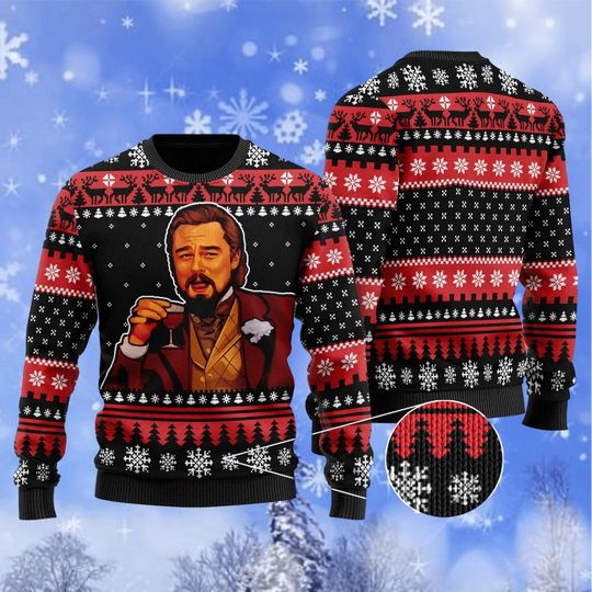 Laughing Leo Ugly Christmas Sweater, Leo Meme Sweater, Leo American Actor Ugly Sweatshirt