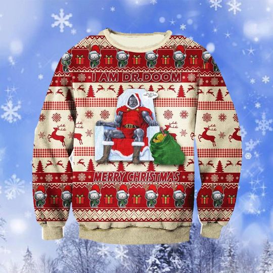 Discover Christmas Gift, Doctor Dooom Marvel Ugly Sweater, Ugly Christmas Pattern, Christmas Sweatshirt, Gift for Family, Marvel Ugly Sweater
