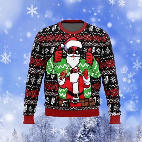 Discover Dealpool Ugly Sweater, Santa Claus Deadpool Sweater, Deadpool Christmas Sweater, Deadpool Avengers Xmas Sweater, Christmas Gift