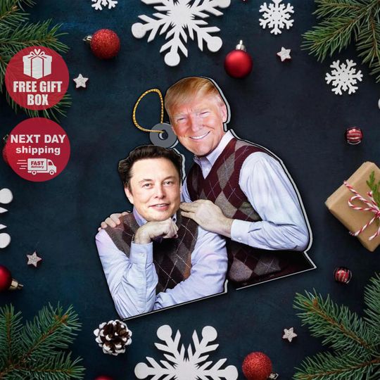Discover Funny Trump & Elon Musk Acrylic Christmas Ornament, Unique Ornament, Christmas Hanging Ornaments, Perfect for Christmas,Trump Supporter Gift