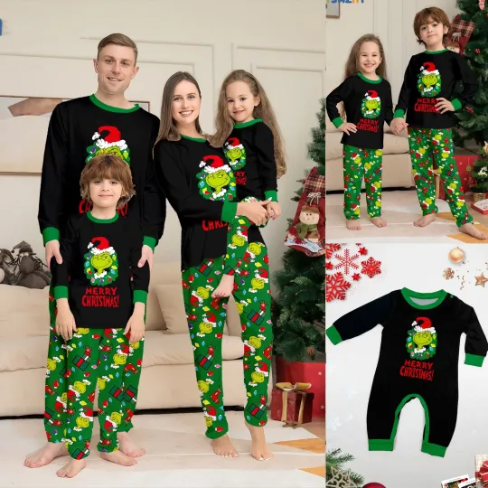 Christmas Family Matching Funny Character Pajama Sets for Adults and Kids