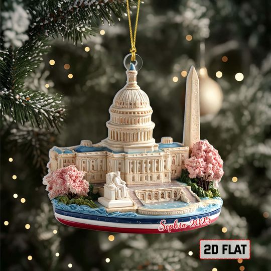 Discover Washington Map Ornament, Personalized Acrylic 2D Flat Christmas Ornament, Travel Gift for Washington Residents & Visitors