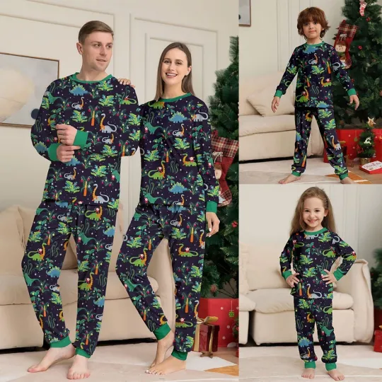 Family Christmas Dinosaur Pajama Set for Adults and Kids